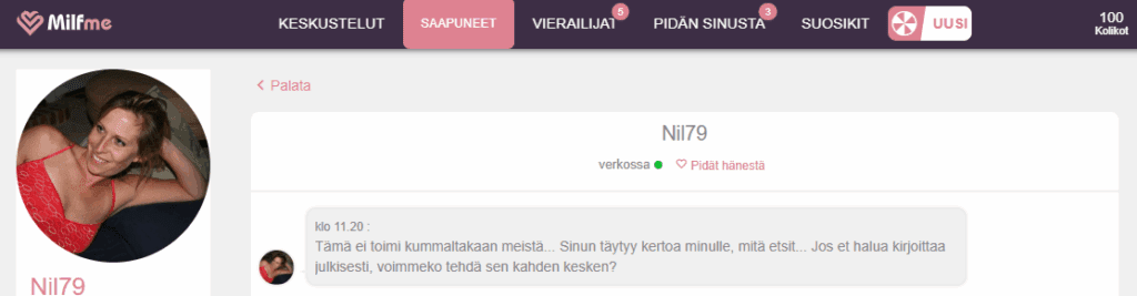 viesti, jonka saimme muutaman minuutin kuluttua rekisteröitymisestä.