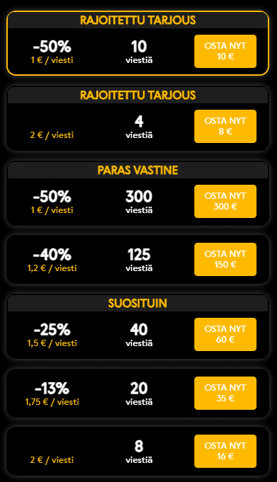 Kuinka paljon SuomiFlirt maksaa hinta