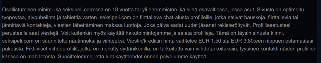 Seksipeli.com arvostelu: Paljastan tämän kalliin feikkiprofiilien luvun sivun alatunnisteessa paljastetaan, että kyseessä on huijaus, jossa käytetään vääriä profiileja